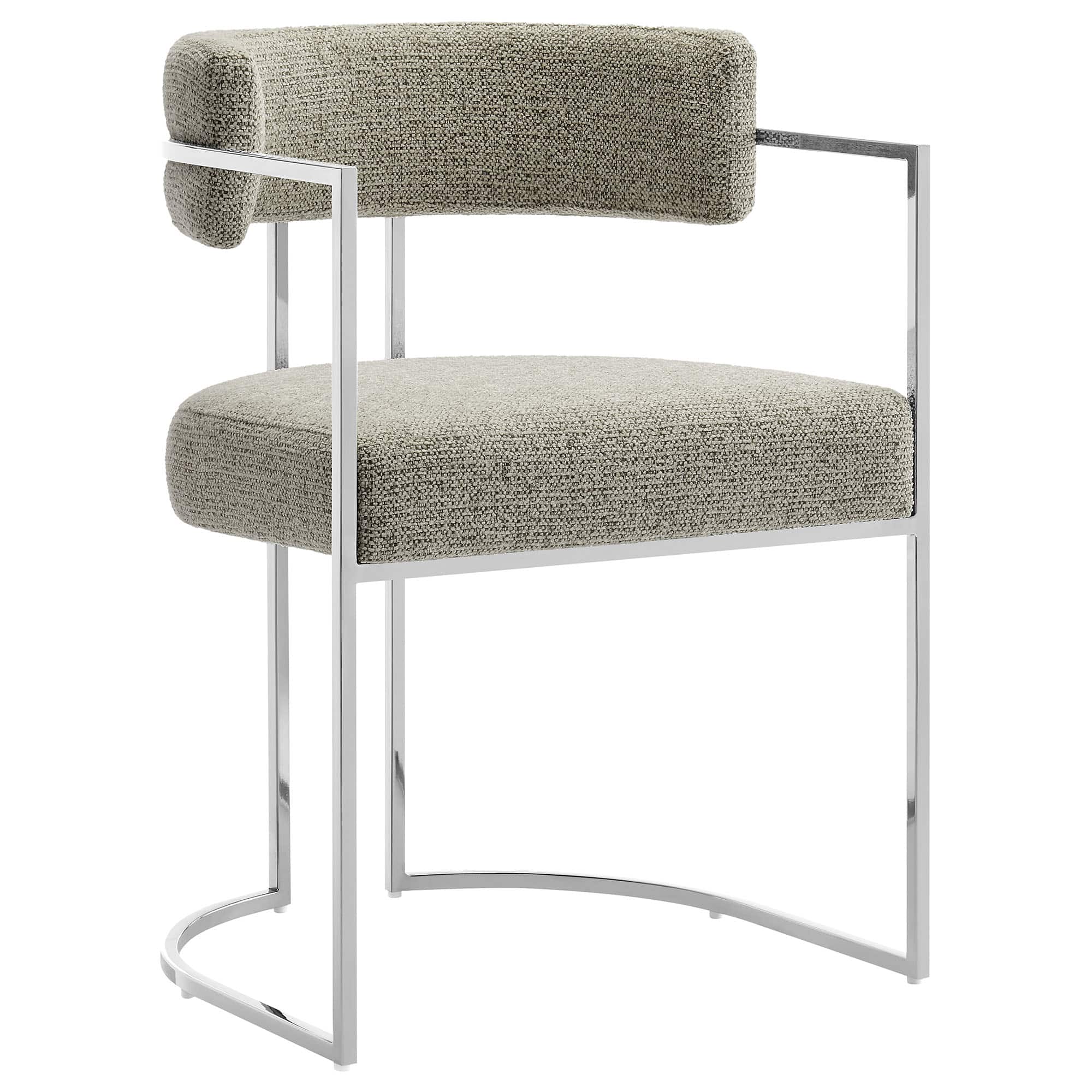 Huron Curved Back Fabric and Metal Dining Accent Chair by Modway - Brown