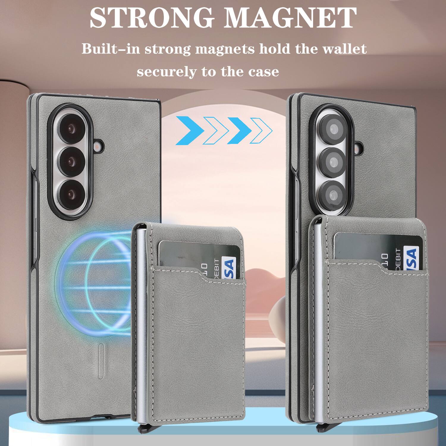 STRONG MAGNET  
Built-in strong magnets hold the wallet securely to the case  
O EBIT SA 10 DEBIT SA