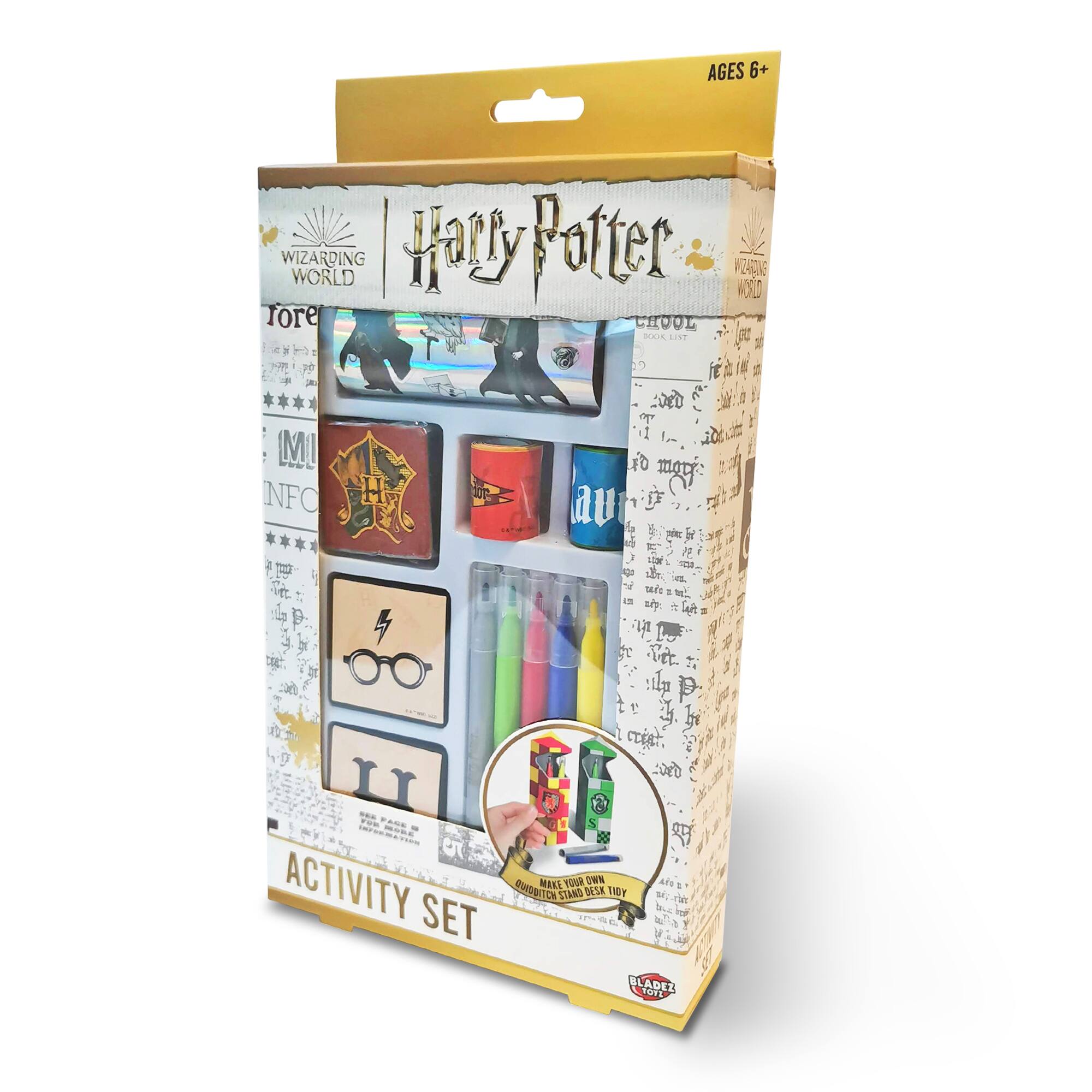 AGES 6+  
WIZARDING WORLD  
Harry Potter  
HOGWARTS SCHOOL  
ACTIVITY SET  

MAKE YOUR OWN  
HIGH STAND DESK TIDY  

BLADEZ TOYS