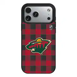 Keyscaper - NHL - Minnesota Wild Plaid iPhone Magnetic Bump Case - 15 - Black