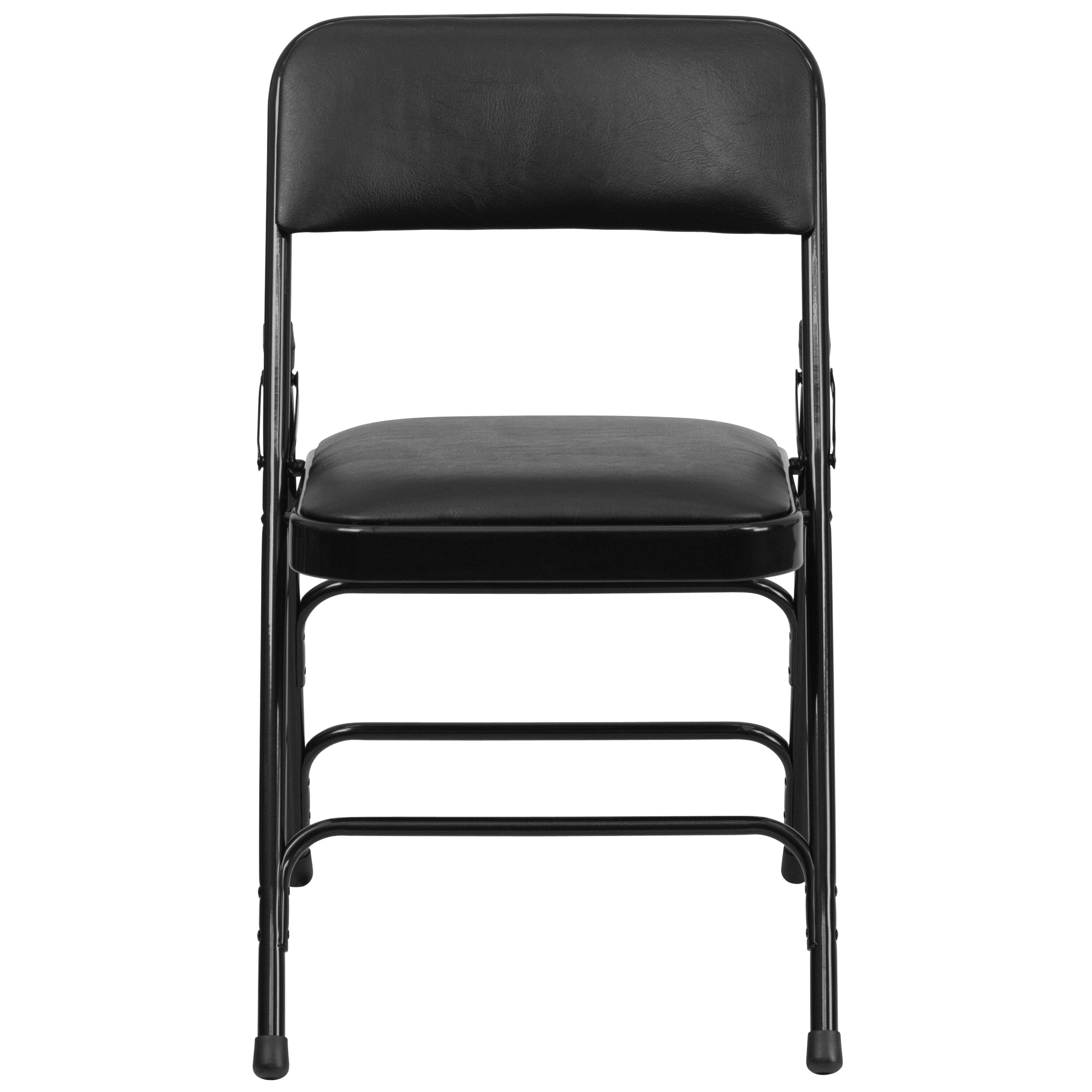 Alt View 9. Emma + Oliver - 2 Pack Home & Office Portable Party Events Padded Metal Folding Chair - Black Vinyl/Black Frame.
