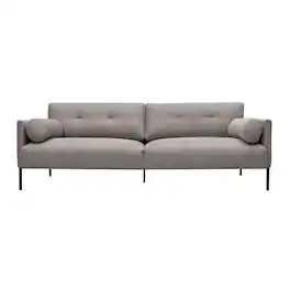 Armen Living - Michalina 84" Gray Fabric Sofa with Black Metal Legs - Gray