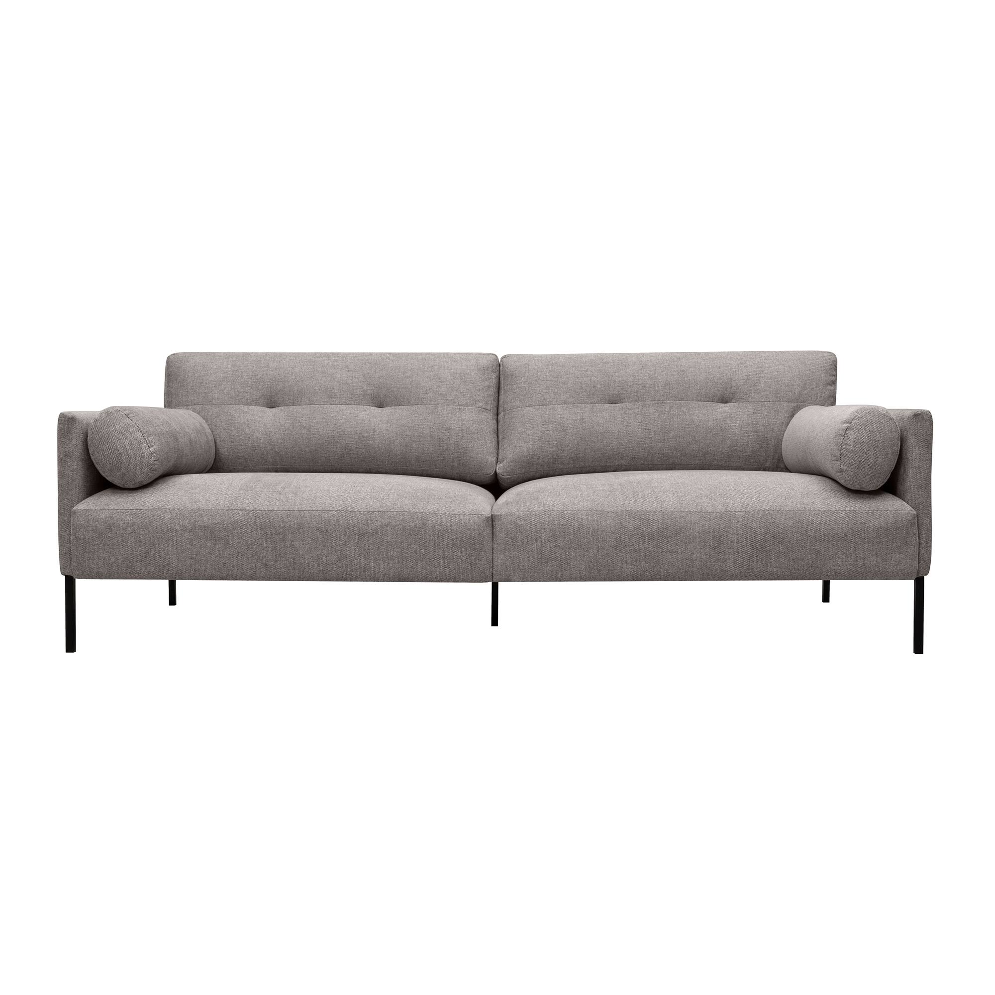 Front. Armen Living - Michalina 84" Gray Fabric Sofa with Black Metal Legs - Gray.