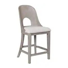 Manhattan Lane - Zoko Counter Height Chair Set of 2, Curved Cut Out Back - White Wash Oak, White