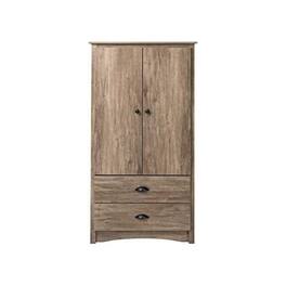 Hivvago - FarmHome Rustic 2 Drawer Bedroom Storage Armoire - Grey Oak