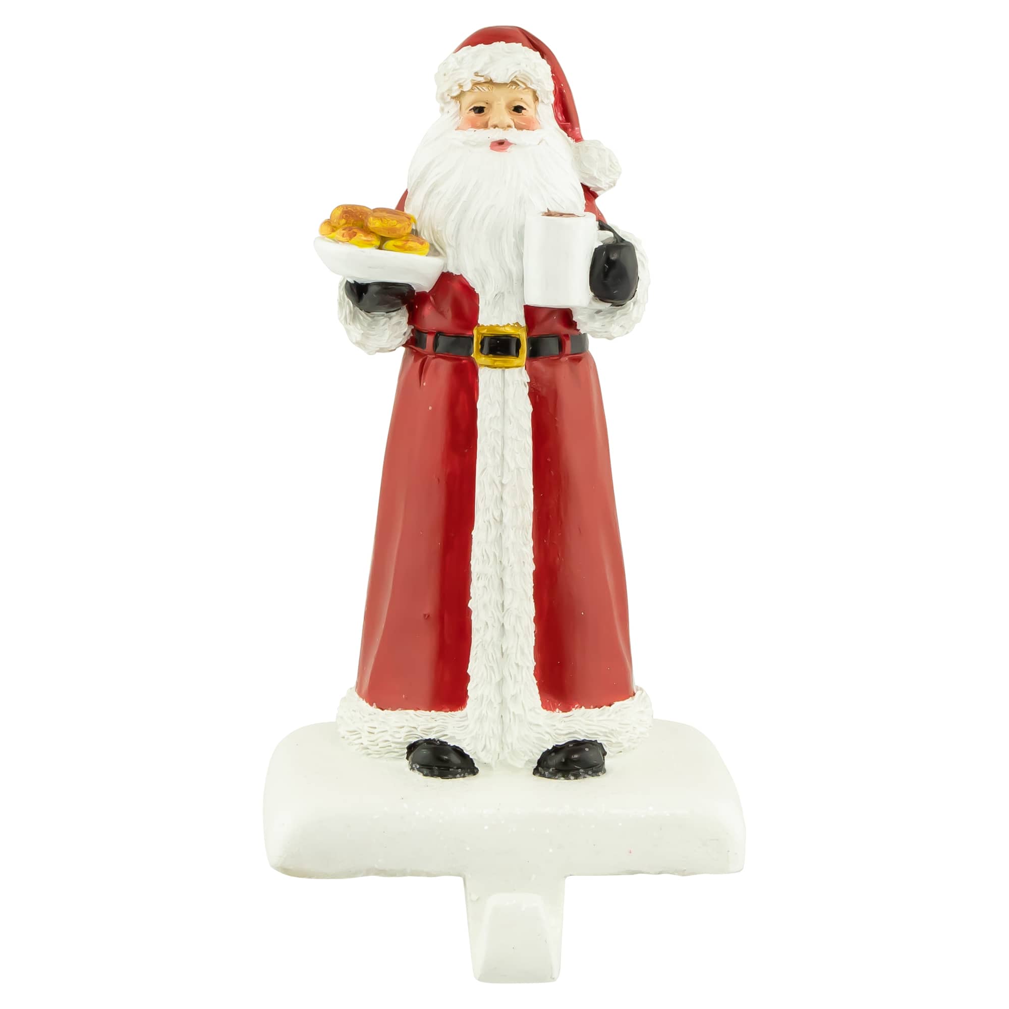 Northlight - 7" Santa with Cookies and Hot Cocoa Christmas Stocking Holder - Red