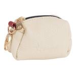 Front. PoisePup - Fancy Handmade Genuine Leather Dog Waste Bag Holder for Girl & Boy Puppies - Cream.