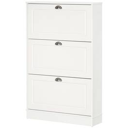 Homcom - Cabinet, Narrow Shoe Storage Cabinet with 3 Flip Drawers, Holds 12 Pairs for Entryway - White