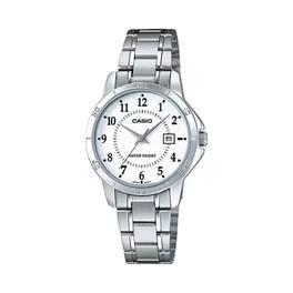 Casio - Women’s Bracelet Watch with White Dial and Date - LTP-V004D-7BUDF - Silver