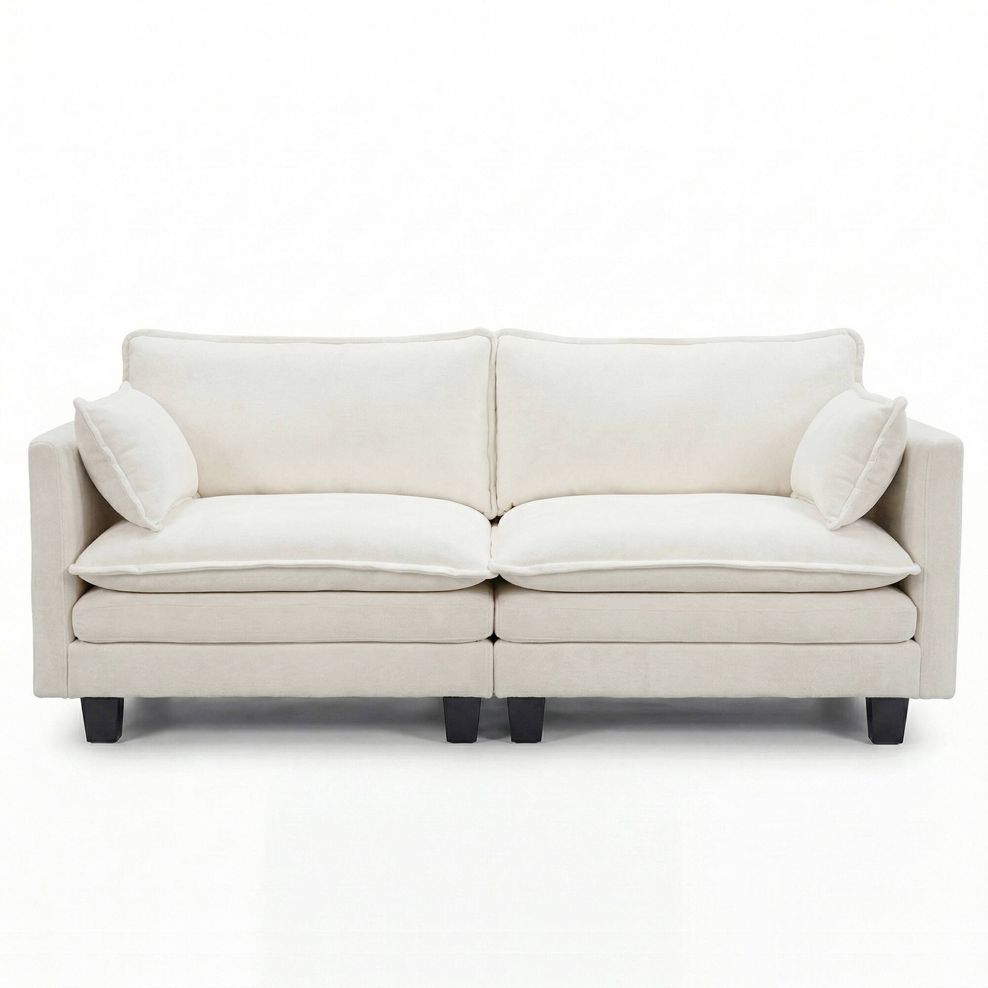 Back. Anysun - Modern Chenille Loveseat Sofa – 2-Seat Compact Couch with Dual USB Charging Ports and Side Pockets - Beige.