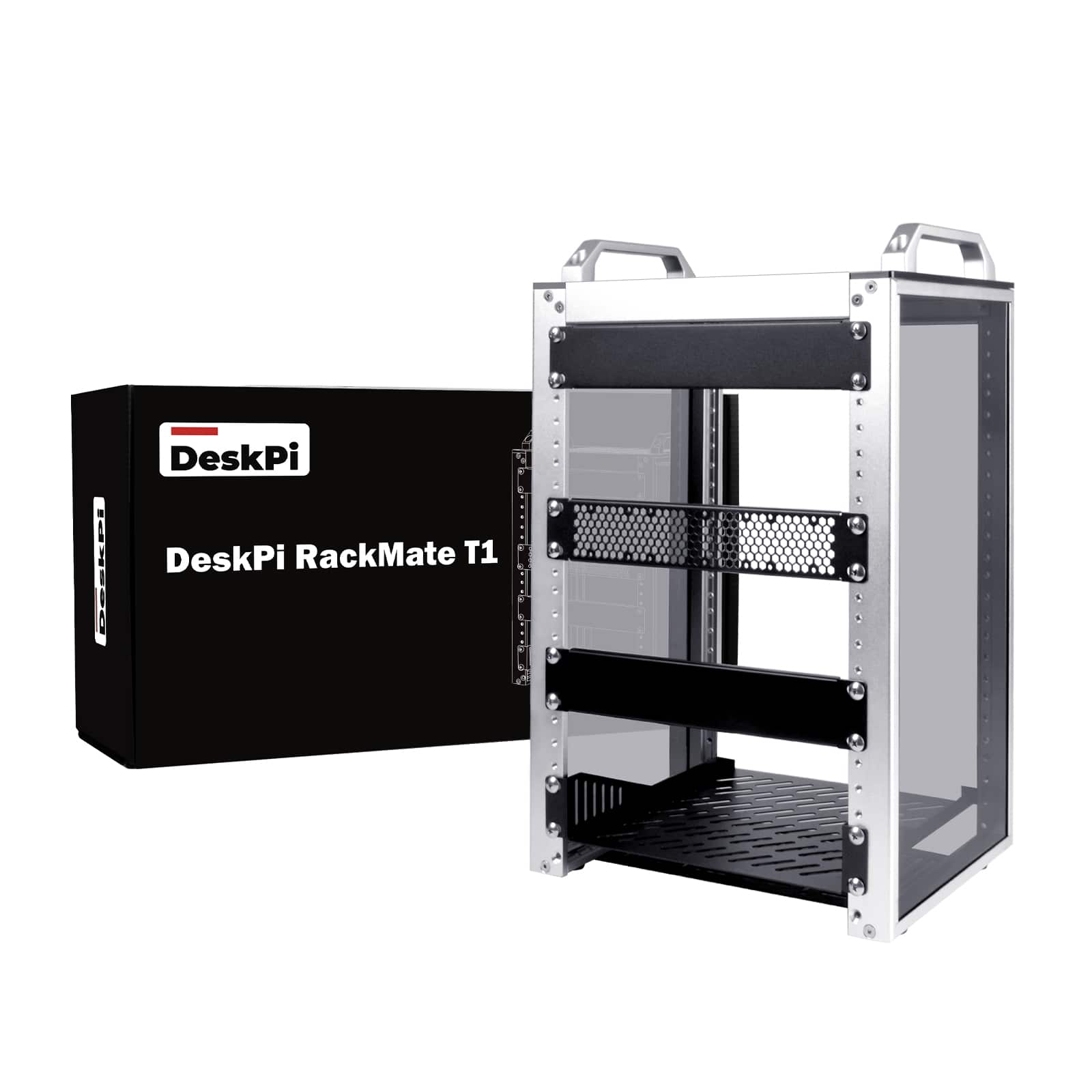 GeeekPi - 8U Network Rack, 10 inch Mini Server Rack for Network, Servers, Audio, and Video Equipment, DeskPi RackMate T1, 7.87 inc - Silver