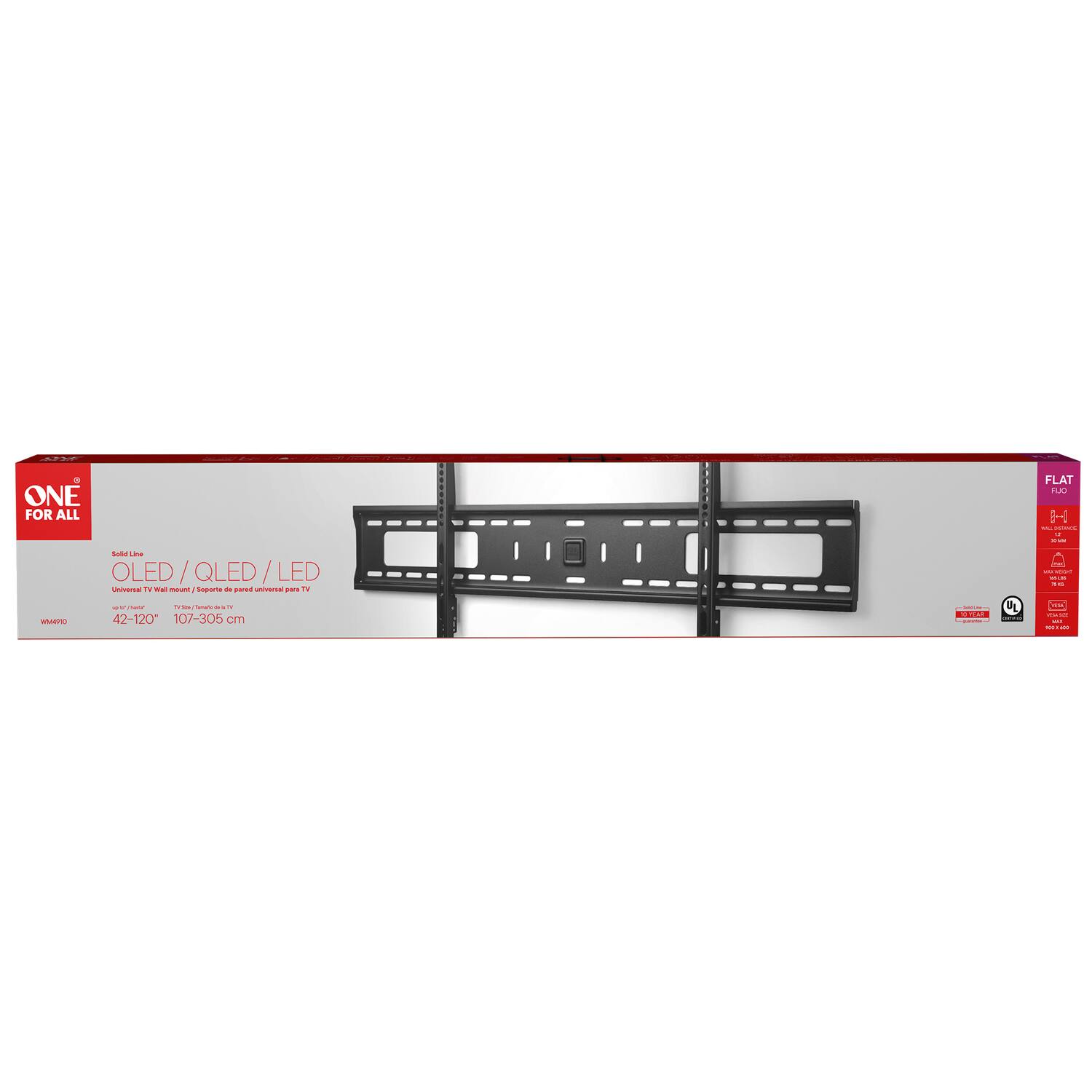 E2 - ONE FOR ALL: FLAT TV  
OLED / QLED / LED  
Universal TV Wall Mount  
42-120"  
107-306 cm