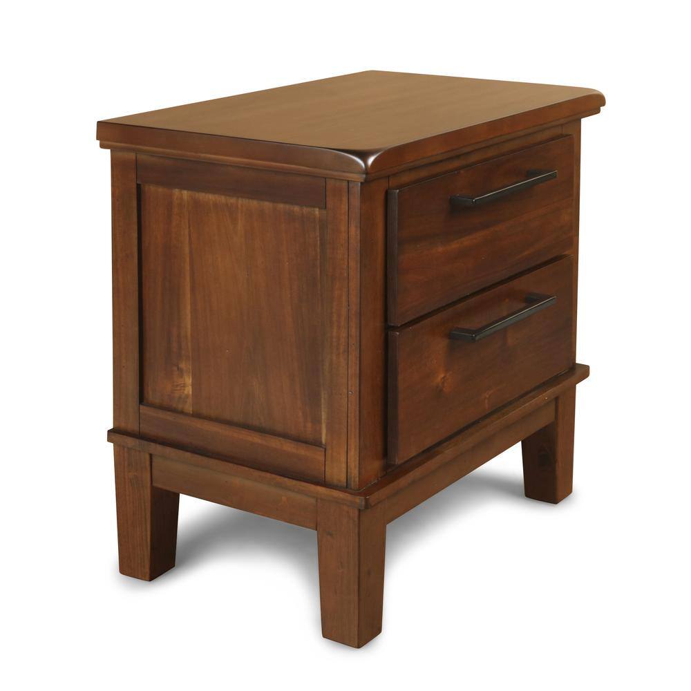 Angle. New Classic Furniture - Furniture Cagney Solid Wood 2-Drawer Nightstand in Chestnut Brown - Brown.