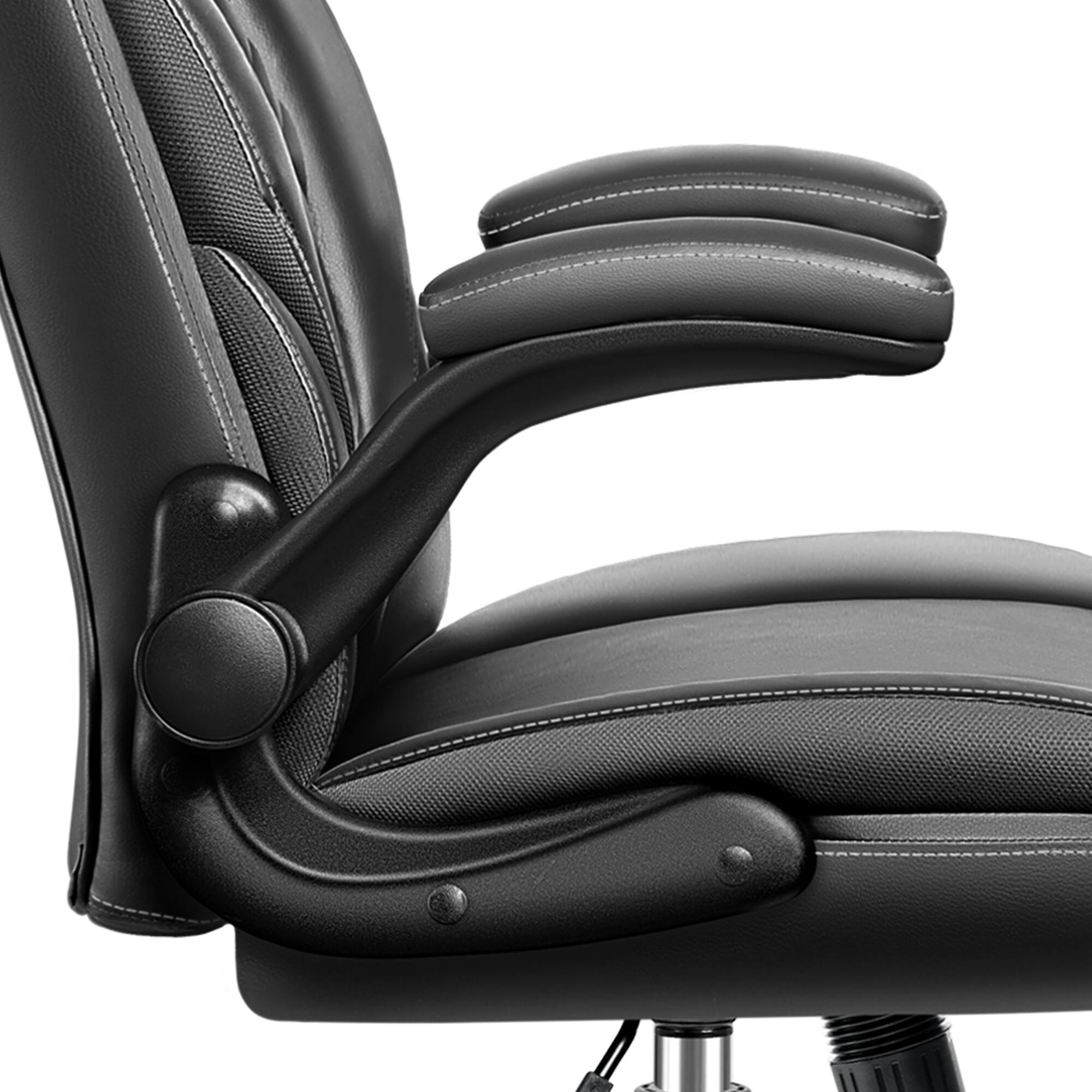 Alt View 7. KERDOM - Ergonomic Executive Leather Chair Adjustable Headrest, Computer Home Office Chair with Flip Up Arm & Thickened Cushion - Black.