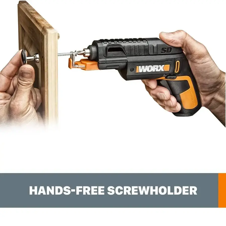 The text on the image reads "WORX HANDS-FREE SCREWHOLDER."