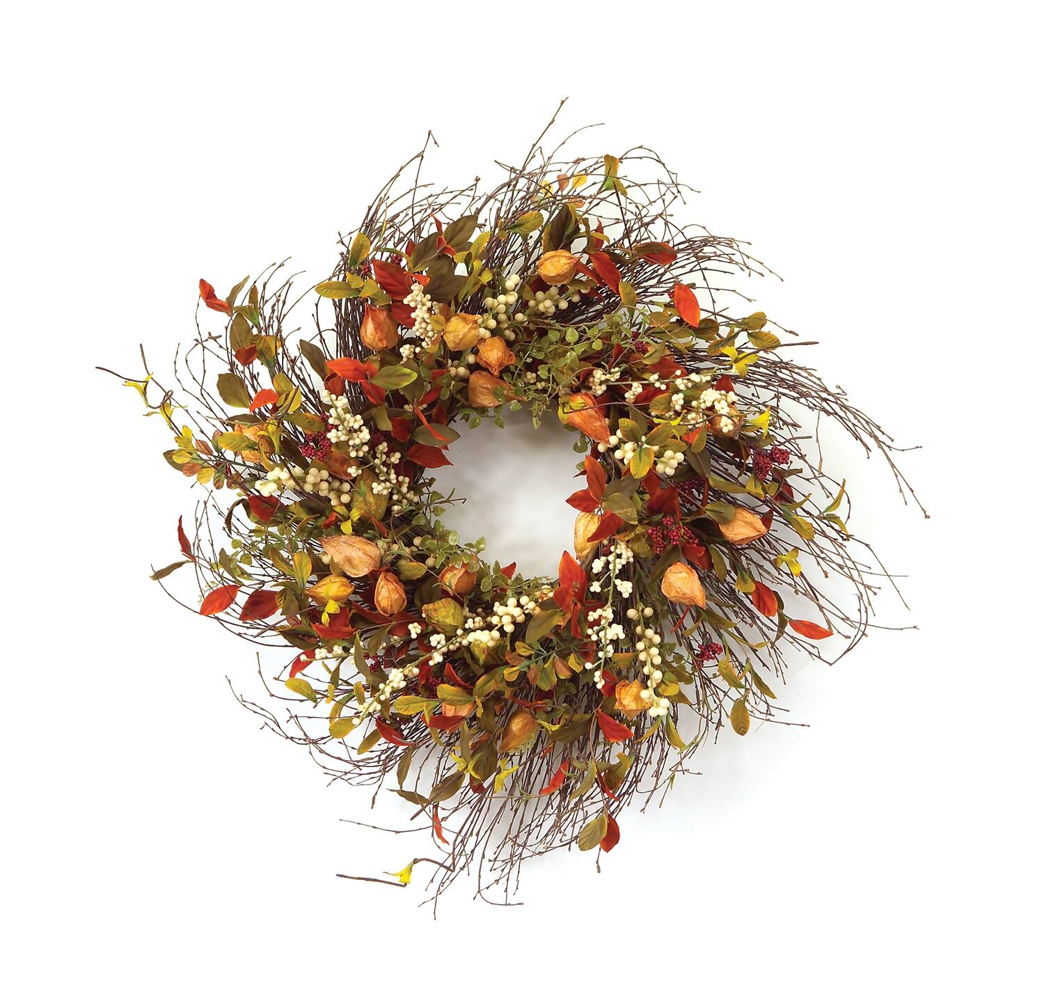 BreeBe - Cape Gooseberry Wreath 20"D - Green, Brown