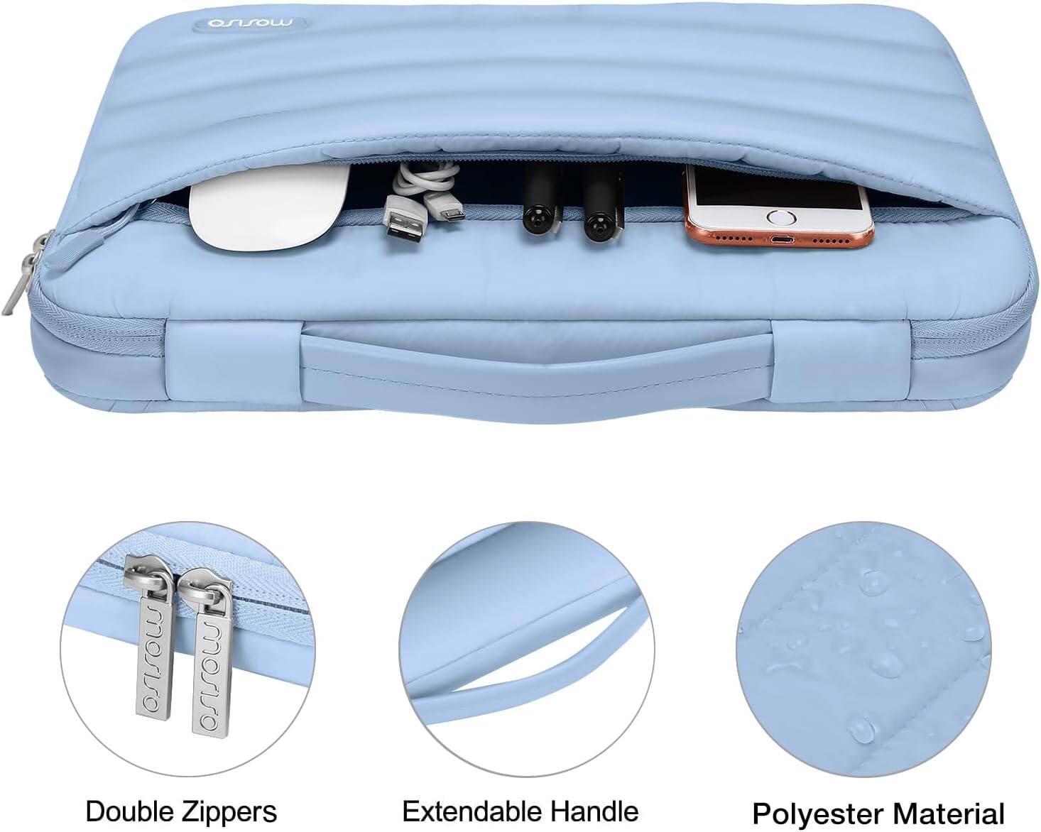ow mosso mosiso Double Zippers Extendable Handle Polyester Material