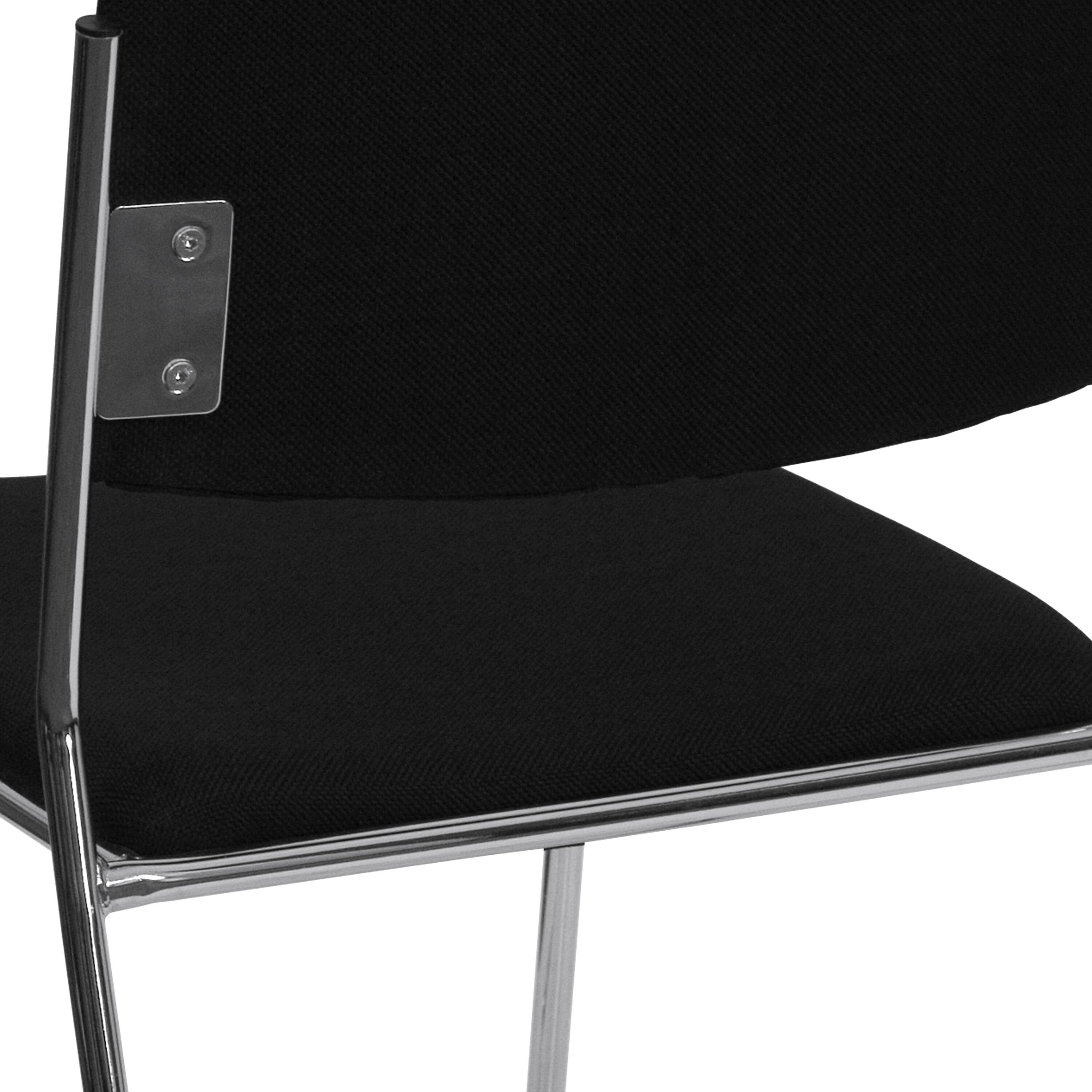 Alt View 8. Emma + Oliver - 500 lb. Capacity High Density Stacking Chair with Sled Base - Black Fabric/Chrome Frame.