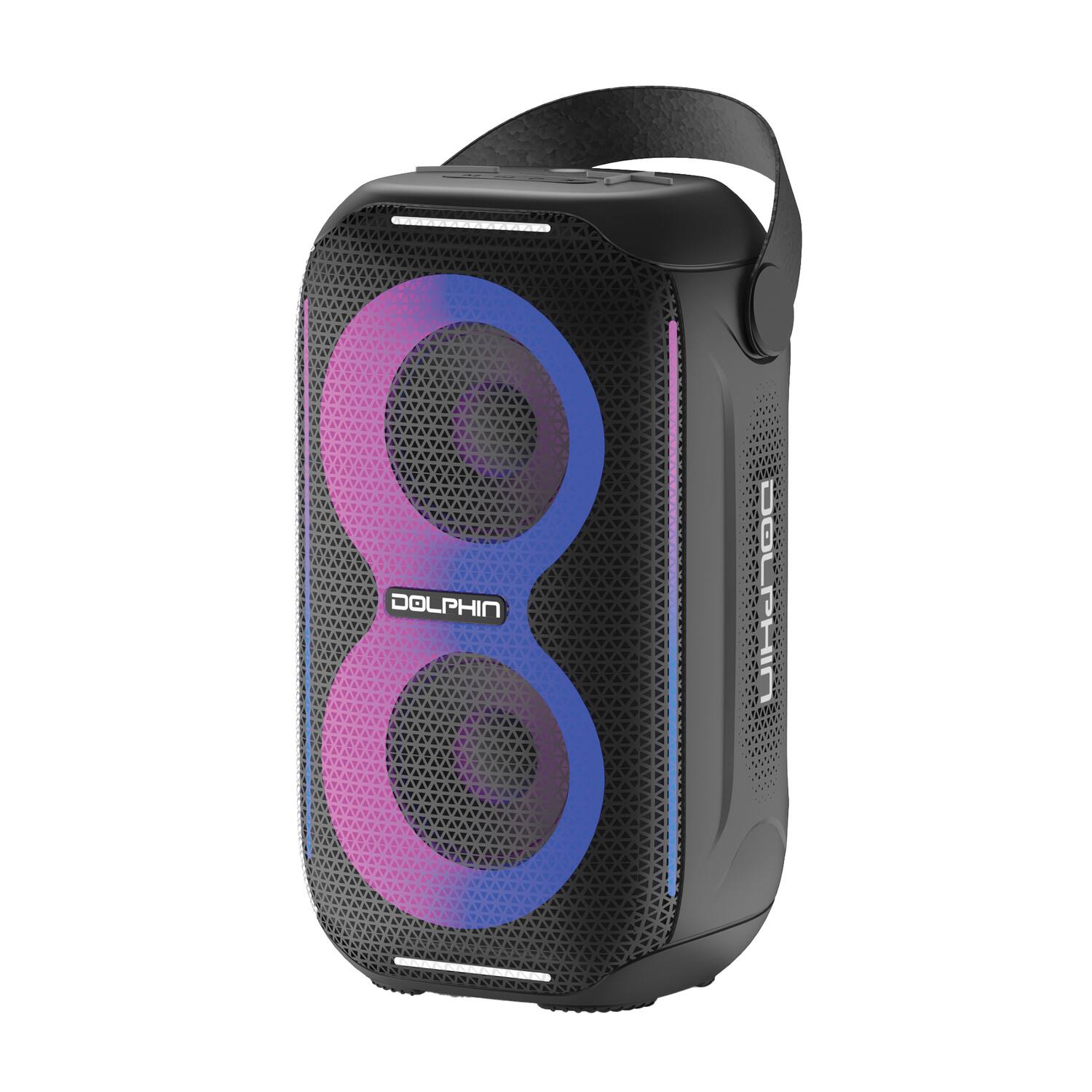 Front. Dolphin - Dolphin Audio S-20 Black Waterproof Portable Bluetooth Party Speaker With Sound-activated Lights, Black, S-20 - Black.