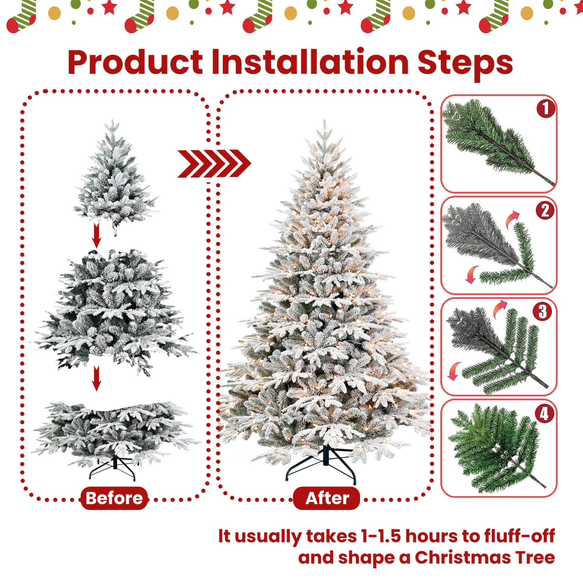 Product Installation Steps

Before After

It usually takes 1-1.5 hours to fluff-off and shape a Christmas Tree