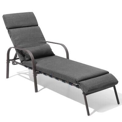 Alt View 9. Crestlive Products - Crestlive Products Brown Metal Frame Adjustbale Chaise Lounge Chair with Cushion and Pillow - Dark Gray.