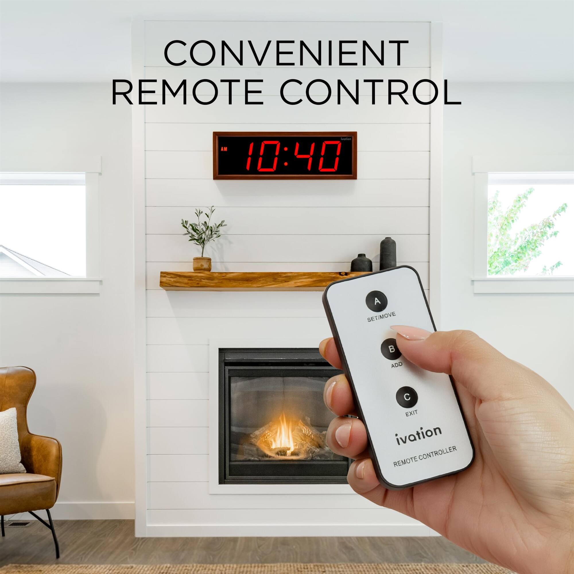 CONVENIENT REMOTE CONTROL

inter AM 10:40

A SET/MOVE
B ADD
C EXIT

ivation REMOTE CONTROLLER
