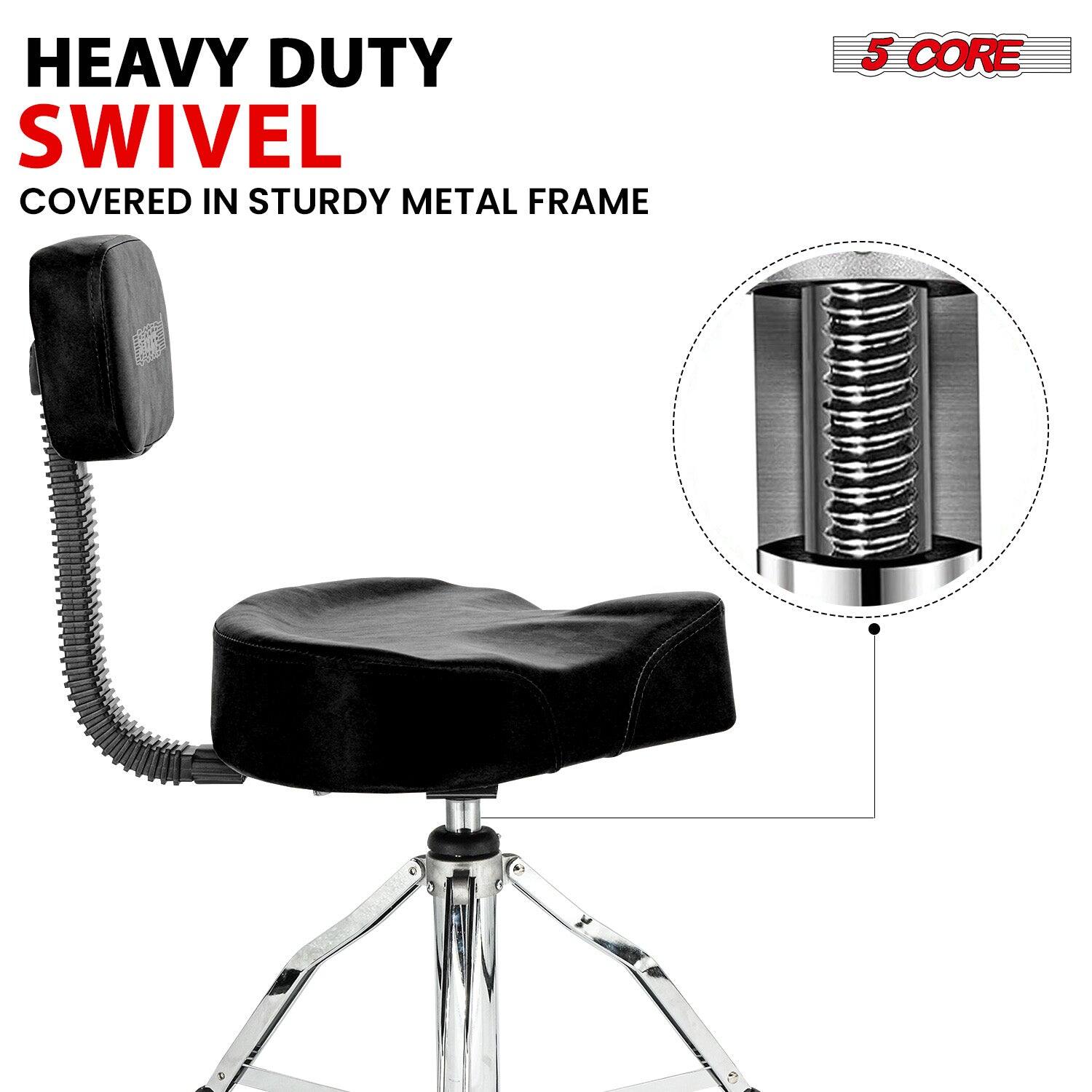 HEAVY DUTY SWIVEL  
COVERED IN STURDY METAL FRAME  

5 CORE