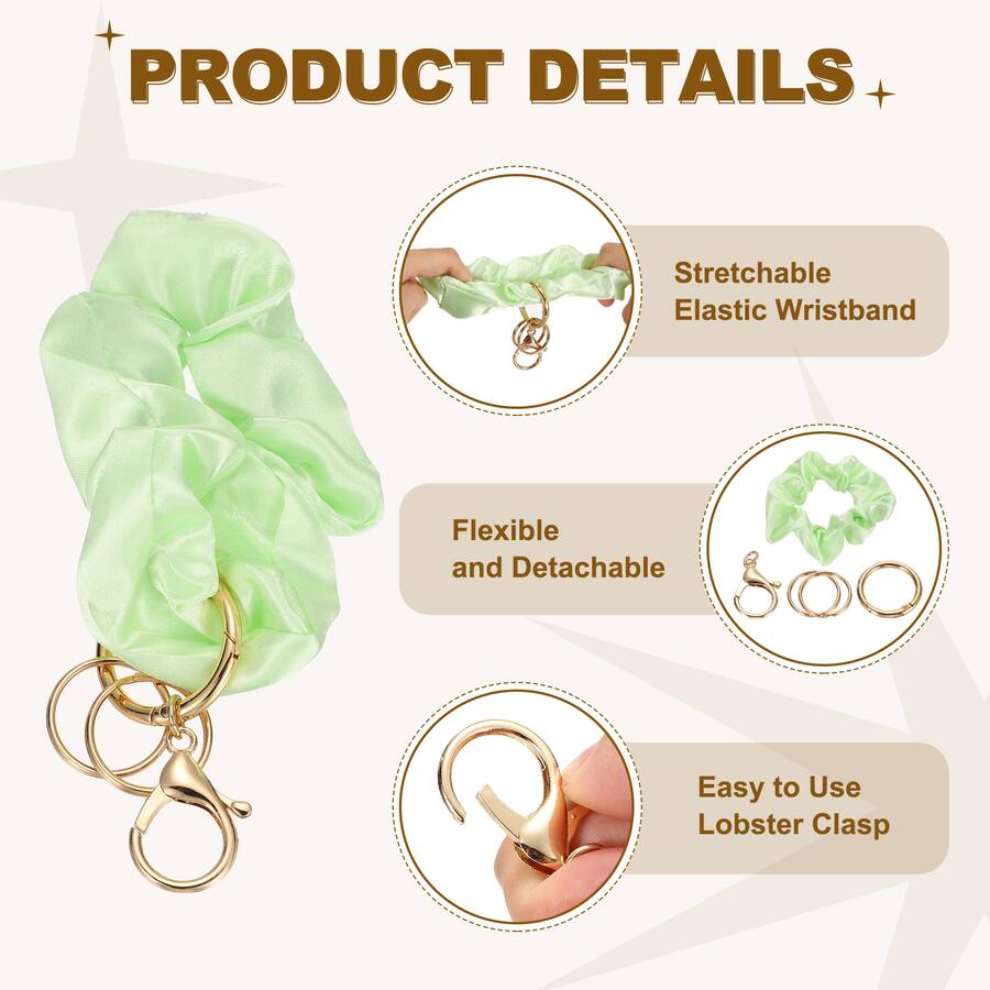 Key Round With Ridges Unique Bargains Round Scrunchie Keychain Wristlet, Stretchy Removable ...