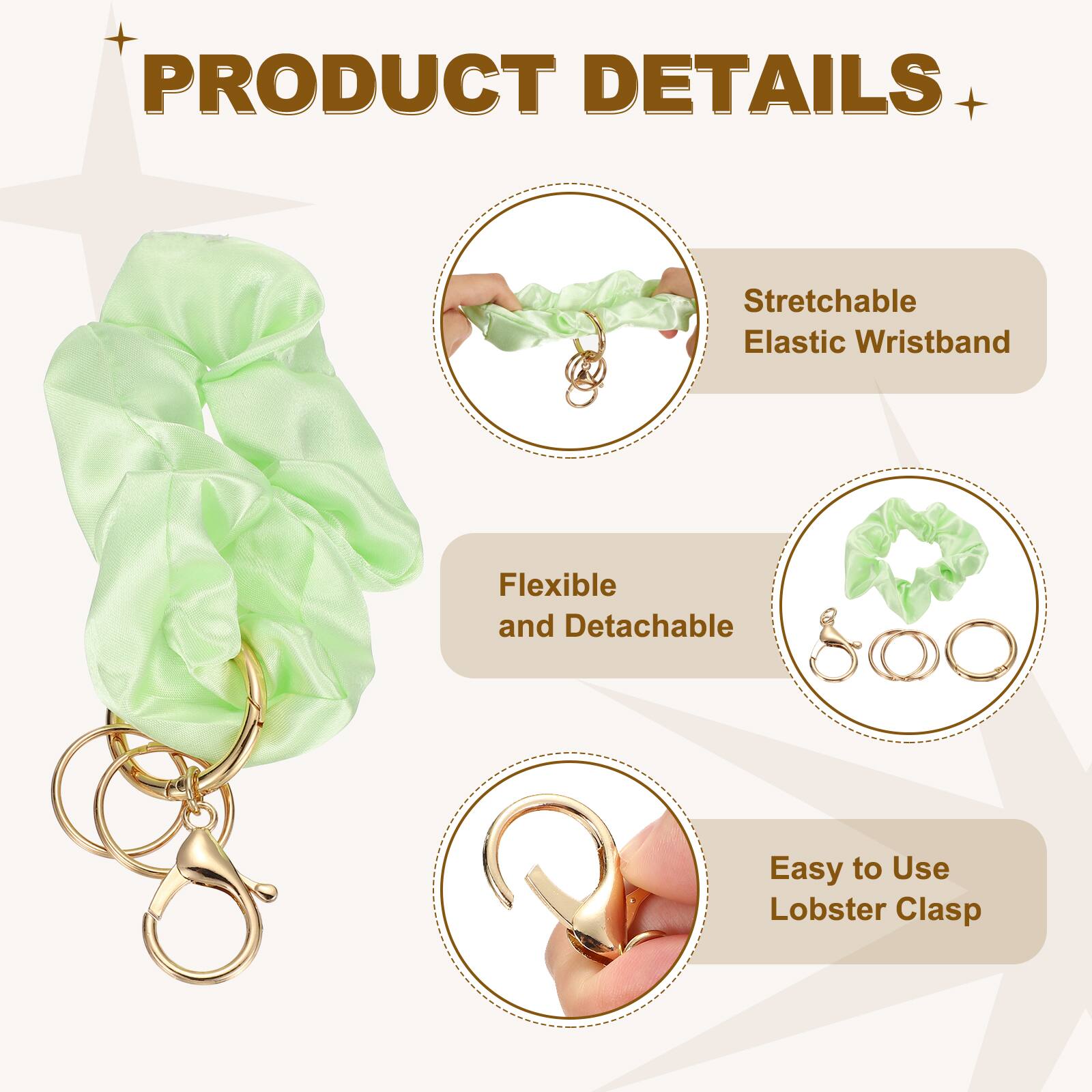 Unique Bargains Round Scrunchie Keychain Wristlet, Stretchy Removable ...