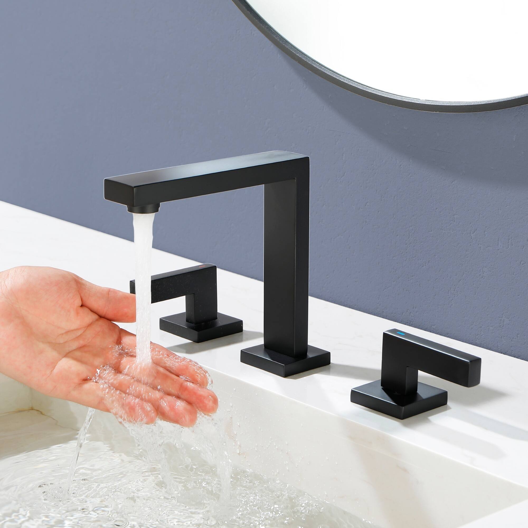 Alt View 3. Boyel Living - Matte Black Widespread Bathroom Faucet Dual Handle 1.2GPM - Matte Black.