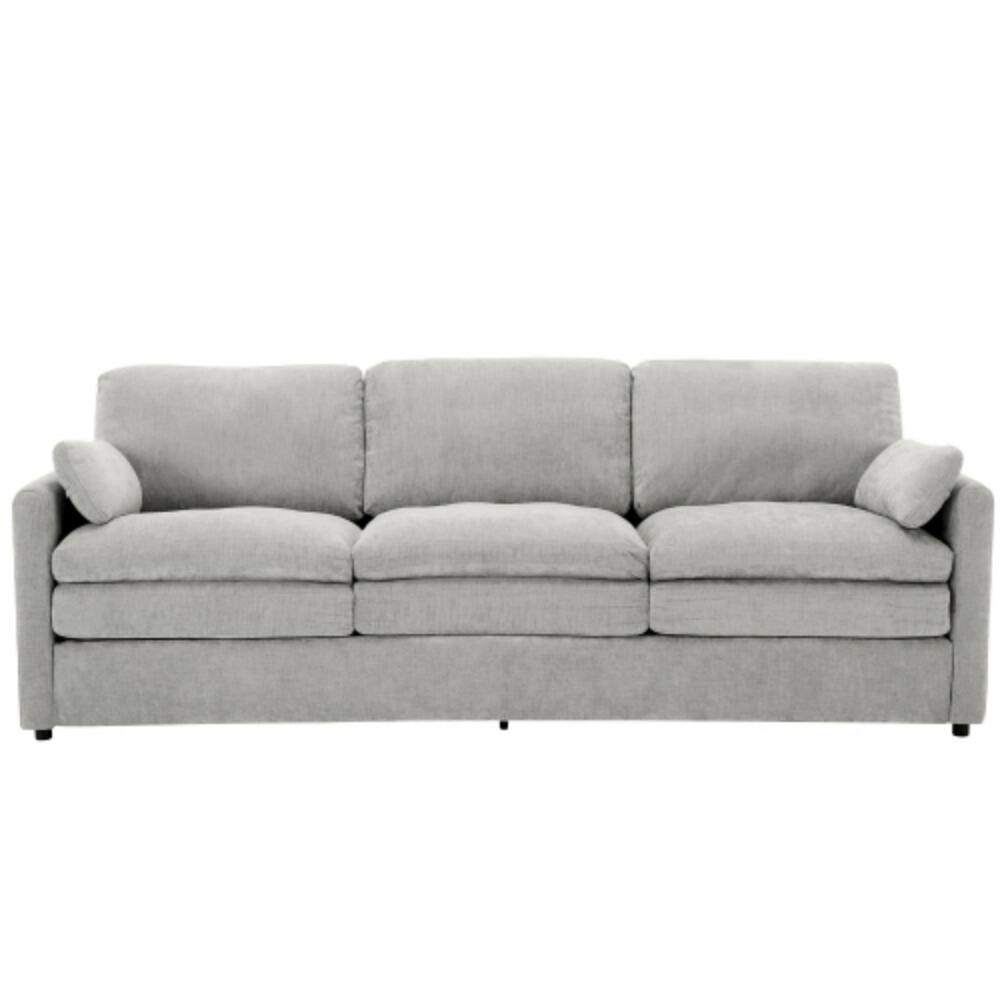 Alt View 4. LUCKY ONE - 89" Oversized 3-Seater Cloud Sofa Cozy Upholstered w/ Double Cushion Lumbar Pillow - LIGHT GREY.
