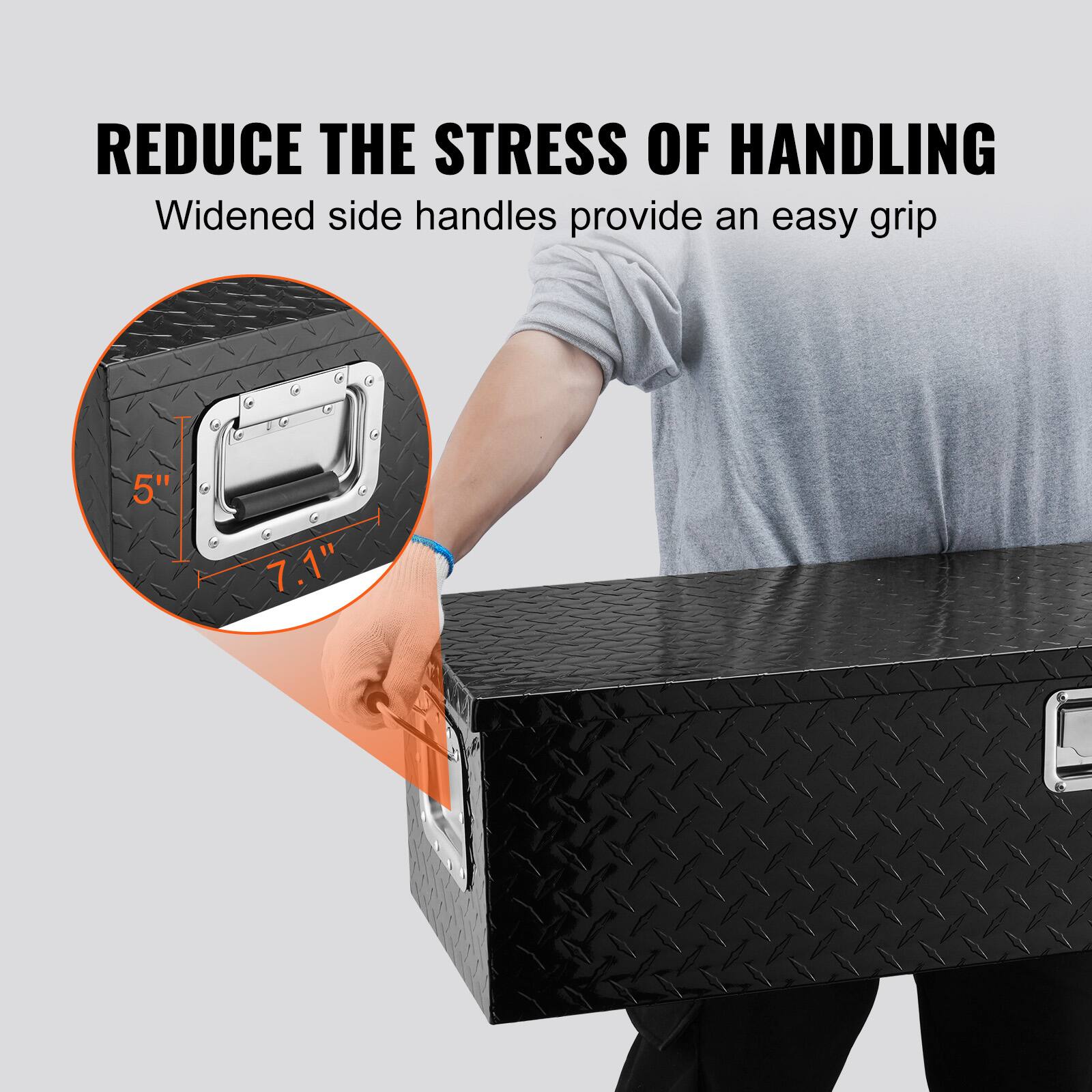 REDUCE THE STRESS OF HANDLING  
Widened side handles provide an easy grip  

5"  
7.1"