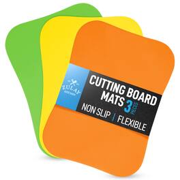 Zulay Kitchen - Non-Slip Flexible Cutting Board Set of 3 - Dishwasher Friendly Cutting Mats For Cooking - Yellow,Apricot,Light Green