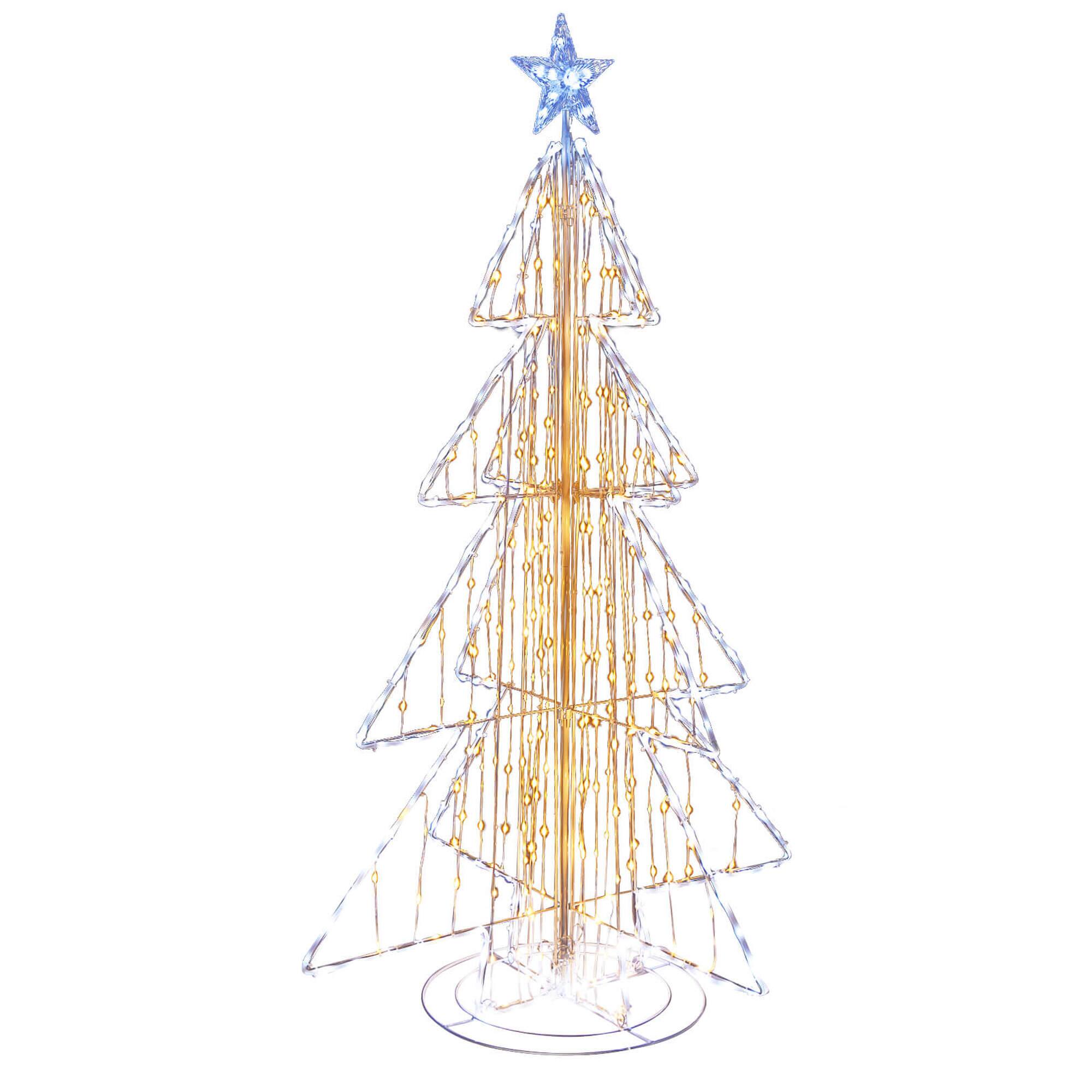 Front. Costway - Costway 5FT Animated Christmas Tree with 252 Warm 202 Cold LED Lights Zip Ties & Stakes - White.