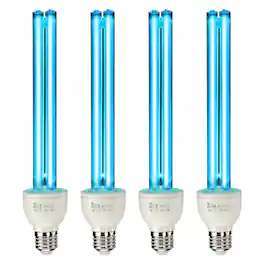 VEVOR - UV Light Bulb, 4 Pack, 25W Replacement Ultraviolet UVC Lamp with Ozone, 253.7 nm + 185 nm Wavelength UVO Light Bulb - White