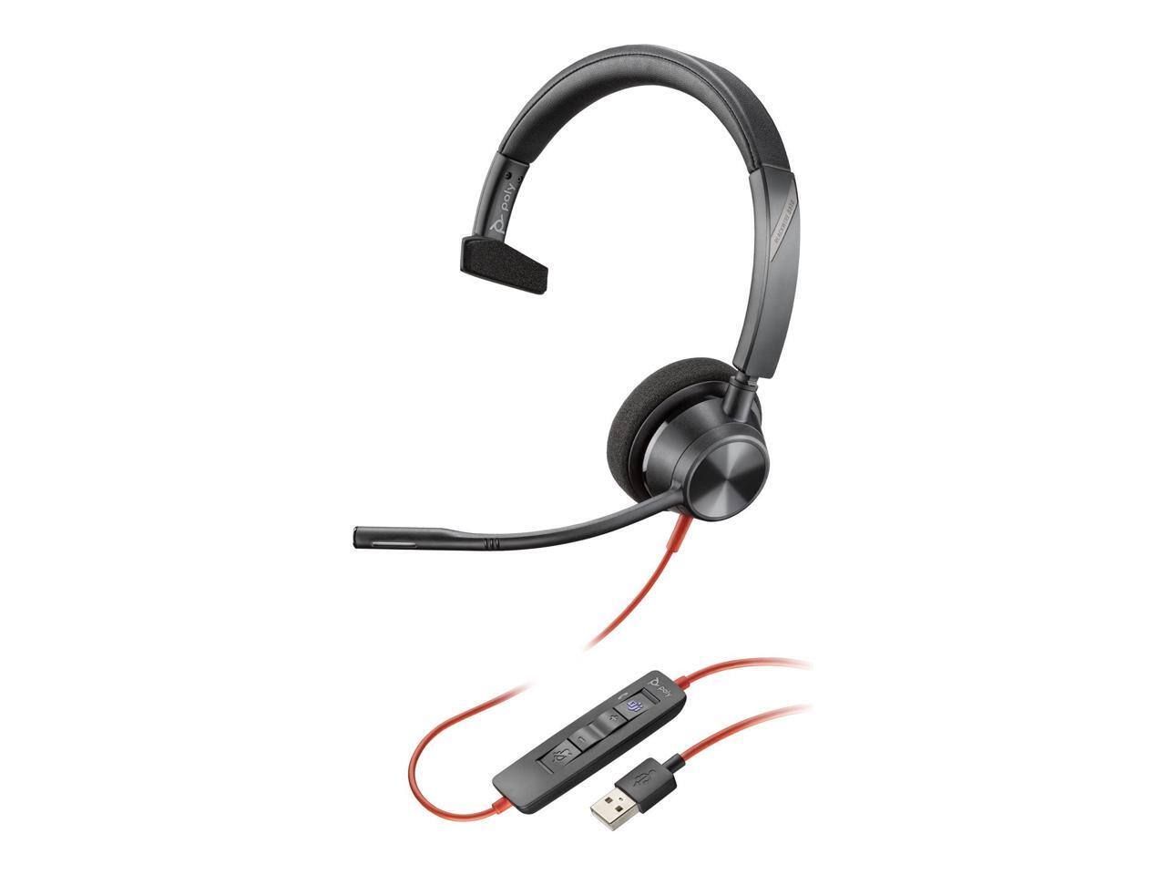 Alt View 2. HP - Poly Blackwire 3310 USB-A Headset - Mono, TAA, Microsoft Teams Certified.