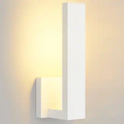 Front. LEEKI - Modern L-Shaped LED Outdoor Wall Sconce – Warm White 3000K, Waterproof IP54, Rust-Resistant Iron & Acrylic Fixture - White.