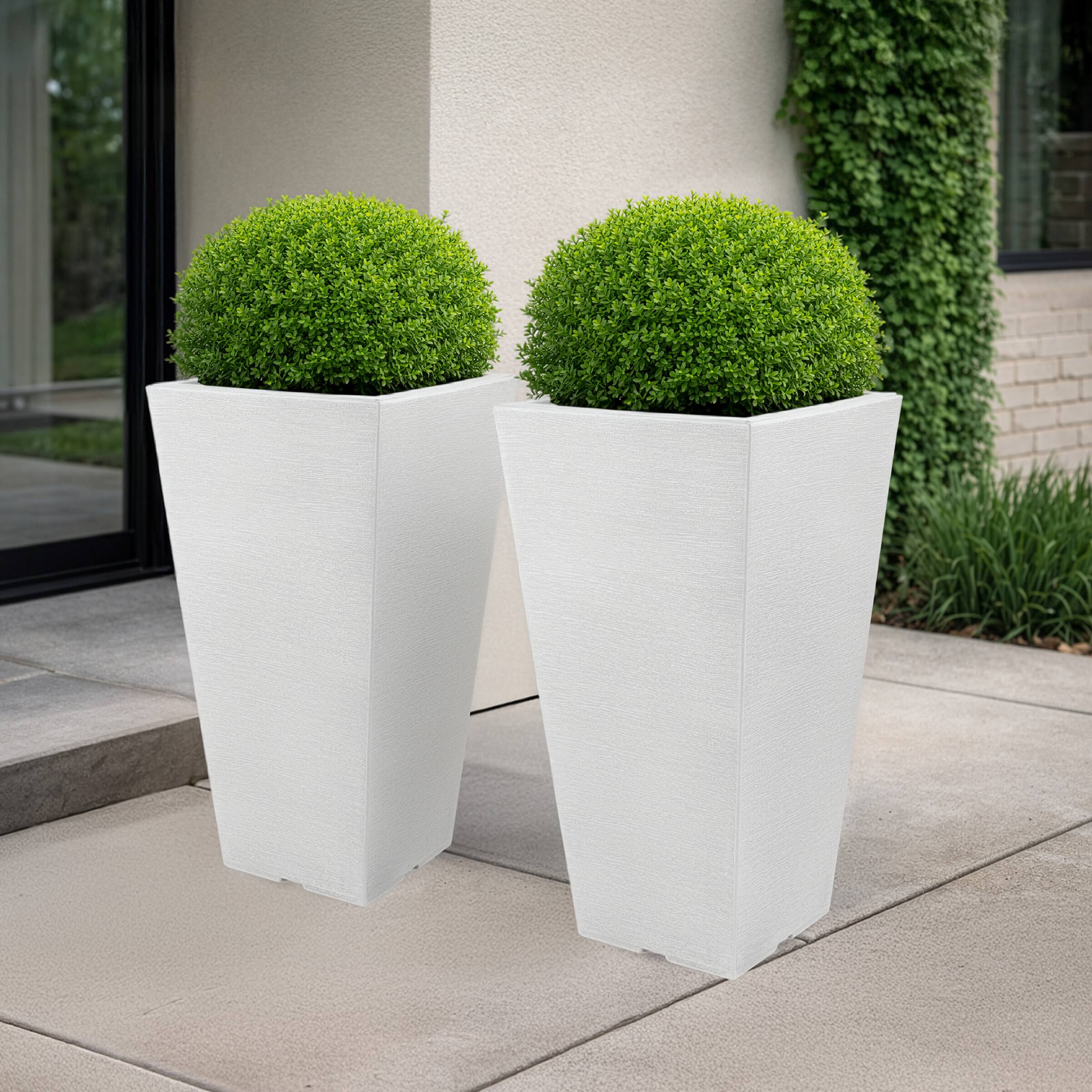 Alt View 6. Pure Garden - 2-Pack Large Outdoor Planters 22.4-Inch Tall Planters Plastic Flower Pots for Patio, Entryway, or Front Porch Decor.