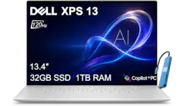 Dell - Upgraded - XPS 13 - Copilot+ PC - 13.4" WUXGA Laptop - Snapdragon X Elite X1E-80-100 2024 - 32GB RAM - 1TB Storage - Win11Pro - Platinum