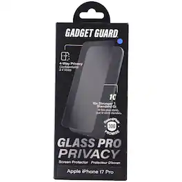 Gadget Guard - Glass Pro Privacy Screen Protector for Apple iPhone 17 Pro - Clear