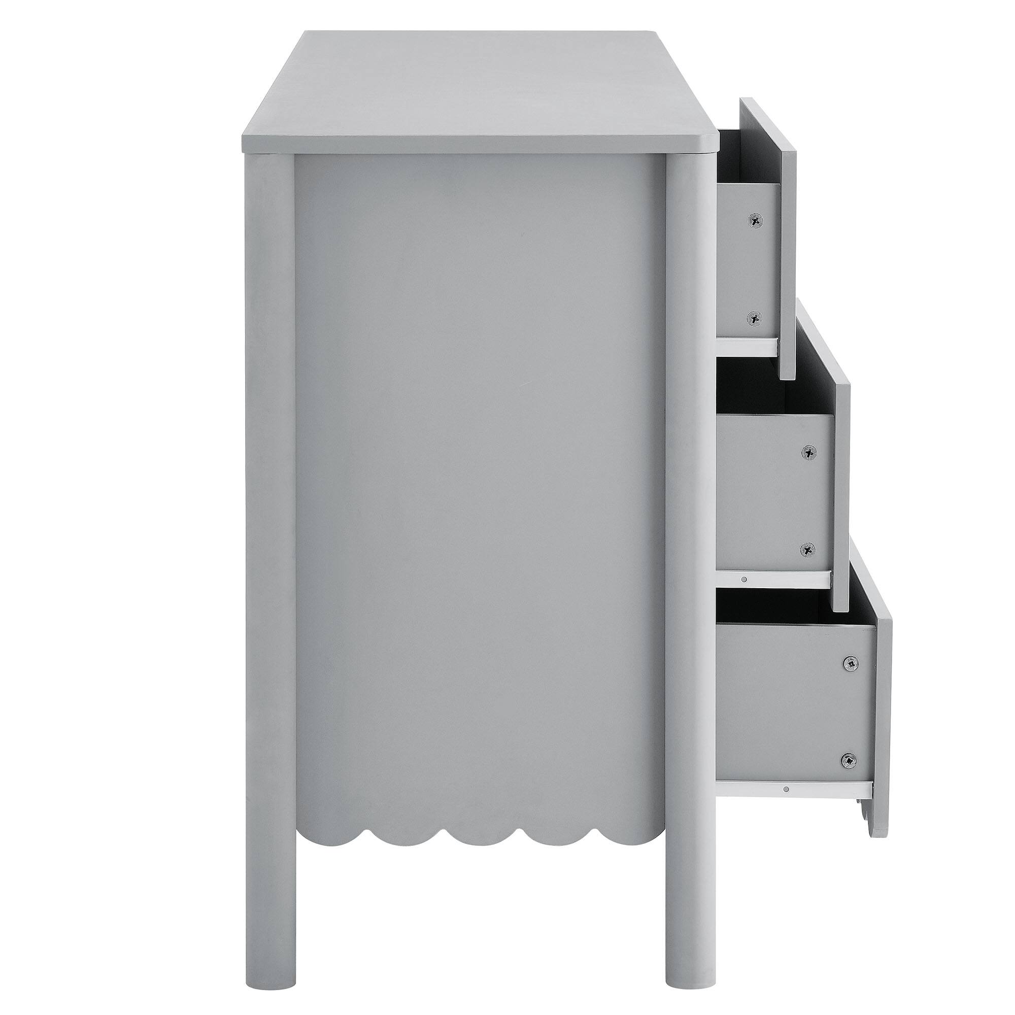 Alt View 4. Modway - Emmeline Scalloped 6-Drawer Dresser by Modway - Light Gray.