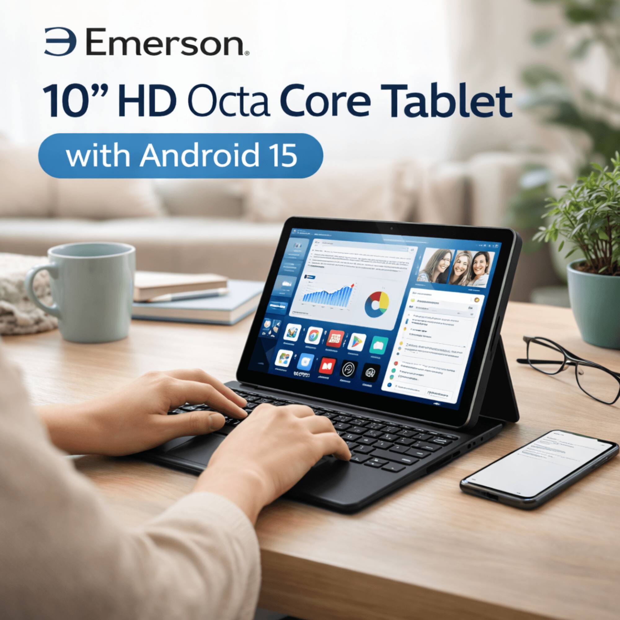 Emerson 10" HD Octa Core Tablet with Android 15
