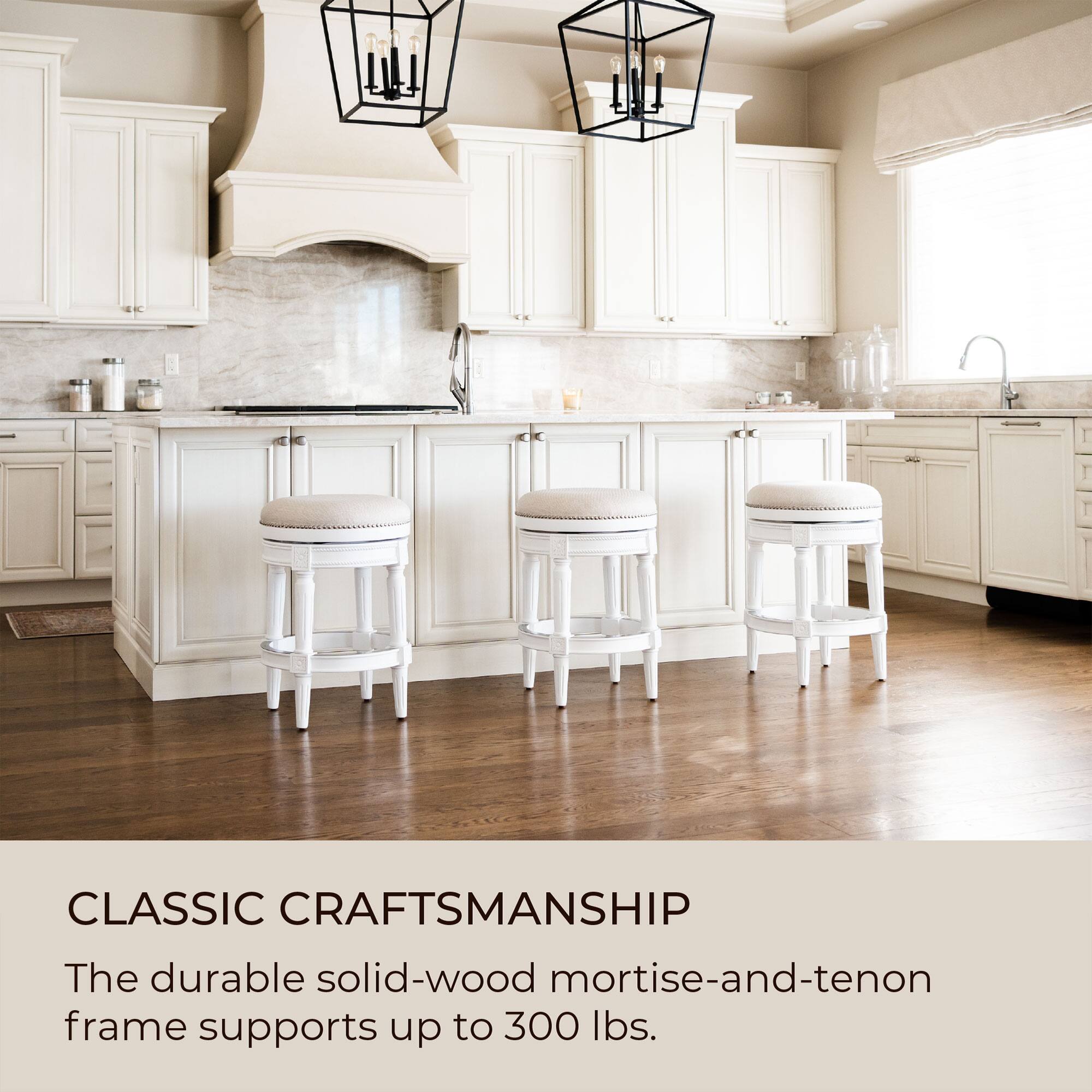CLASSIC CRAFTSMANSHIP

The durable solid-wood mortise-and-tenon frame supports up to 300 lbs.