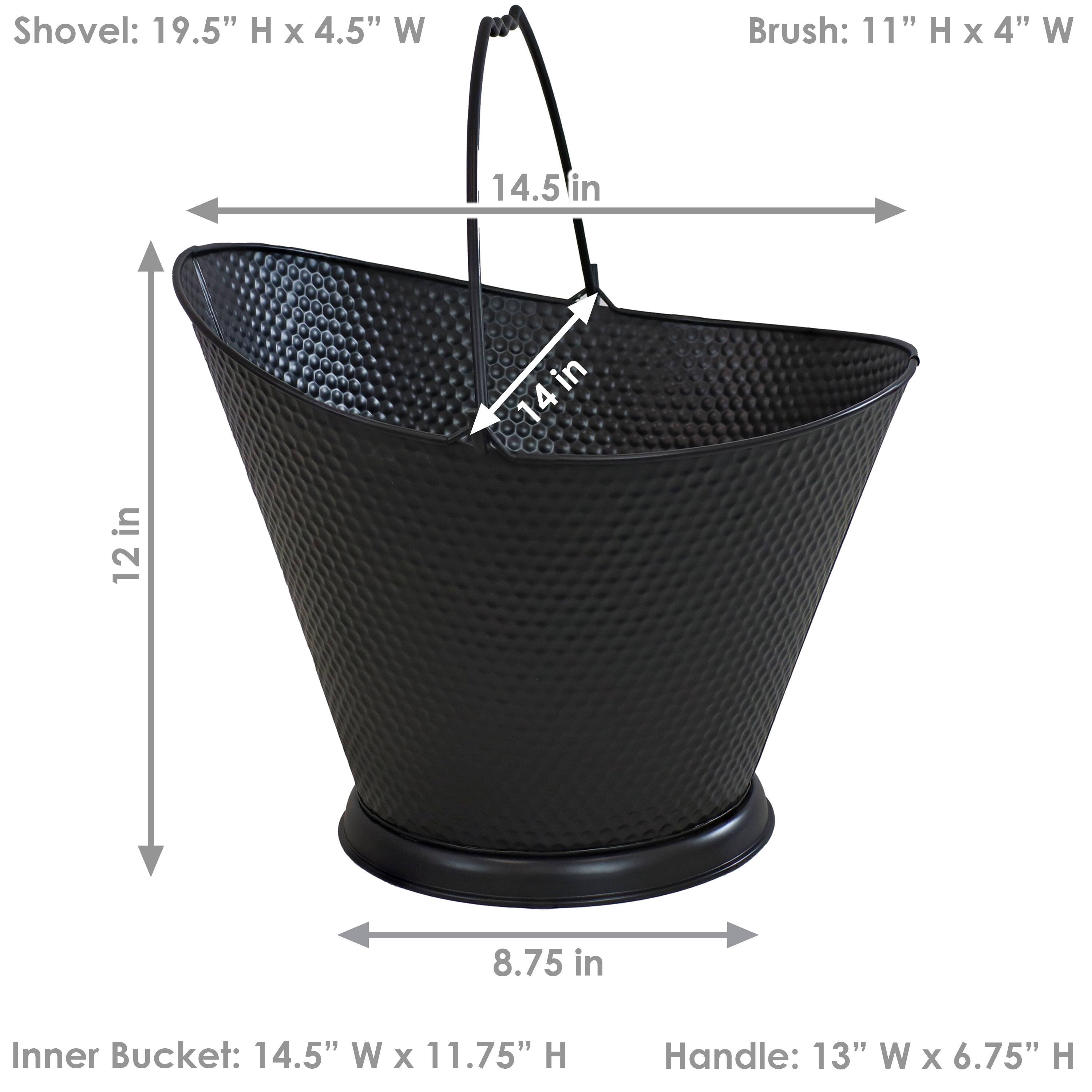 Shovel: 19.5" H x 4.5" W  
Brush: 11" H x 4" W  
Inner Bucket: 14.5" W x 11.75" H  
Handle: 13" W x 6.75" H