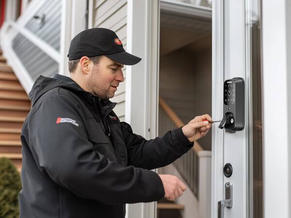 Left. Lockzo - Video Smart Lock with Camera, 3-in-1 WiFi Keyless Entry Door Locks, Deadbolt with Fingerprint, Keypad Code with Doorbell.