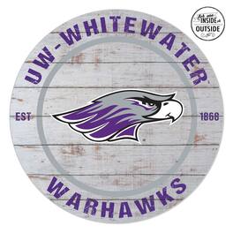 Jardine - Wisconsin-Whitewater Warhawks 20'' x 20'' Indoor/Outdoor Weathered Circle Sign - White