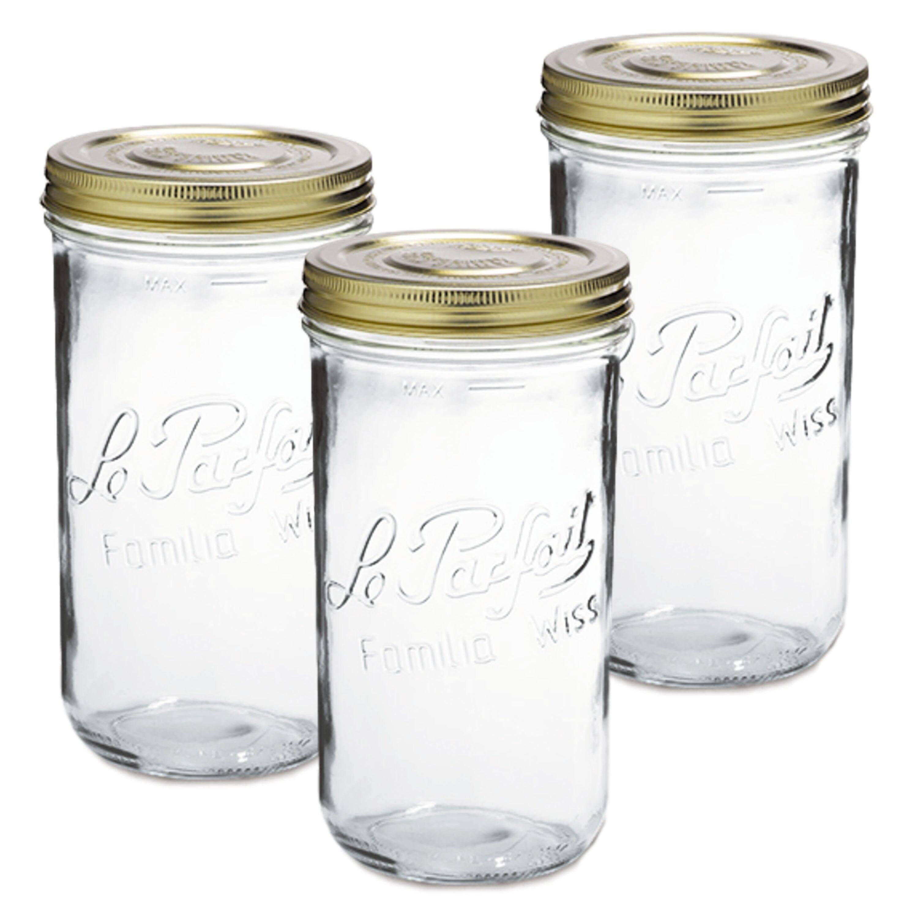 Le Parfait - Familia Wiss Terrine - 1.5L Wide Mouth French Glass Mason Jar w/ 2-Piece Gold Lid, 48oz/Quart & Half (Pack of 3) price history on PriceWatchPro