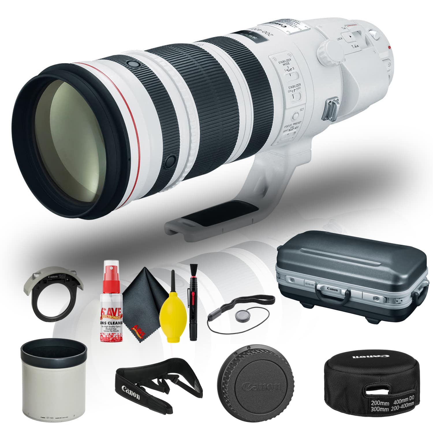Canon - EF 200-400mm f/4L IS USM Extender 1.4x Lens (5176B002) + Cap Keeper + More - Black