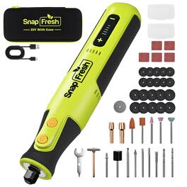 SnapFresh - 8V Cordless Rotary Tool Kit – 5-Speed up to 28,000 RPM, Lightweight w/ USB-C Charging, 46 Accessories - Green