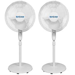Hurricane - Supreme 16 Inch 3 Speed Oscillating Stand Pedestal Fan, 2-Pack - White